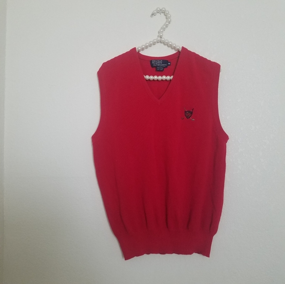 red polo sweater vest